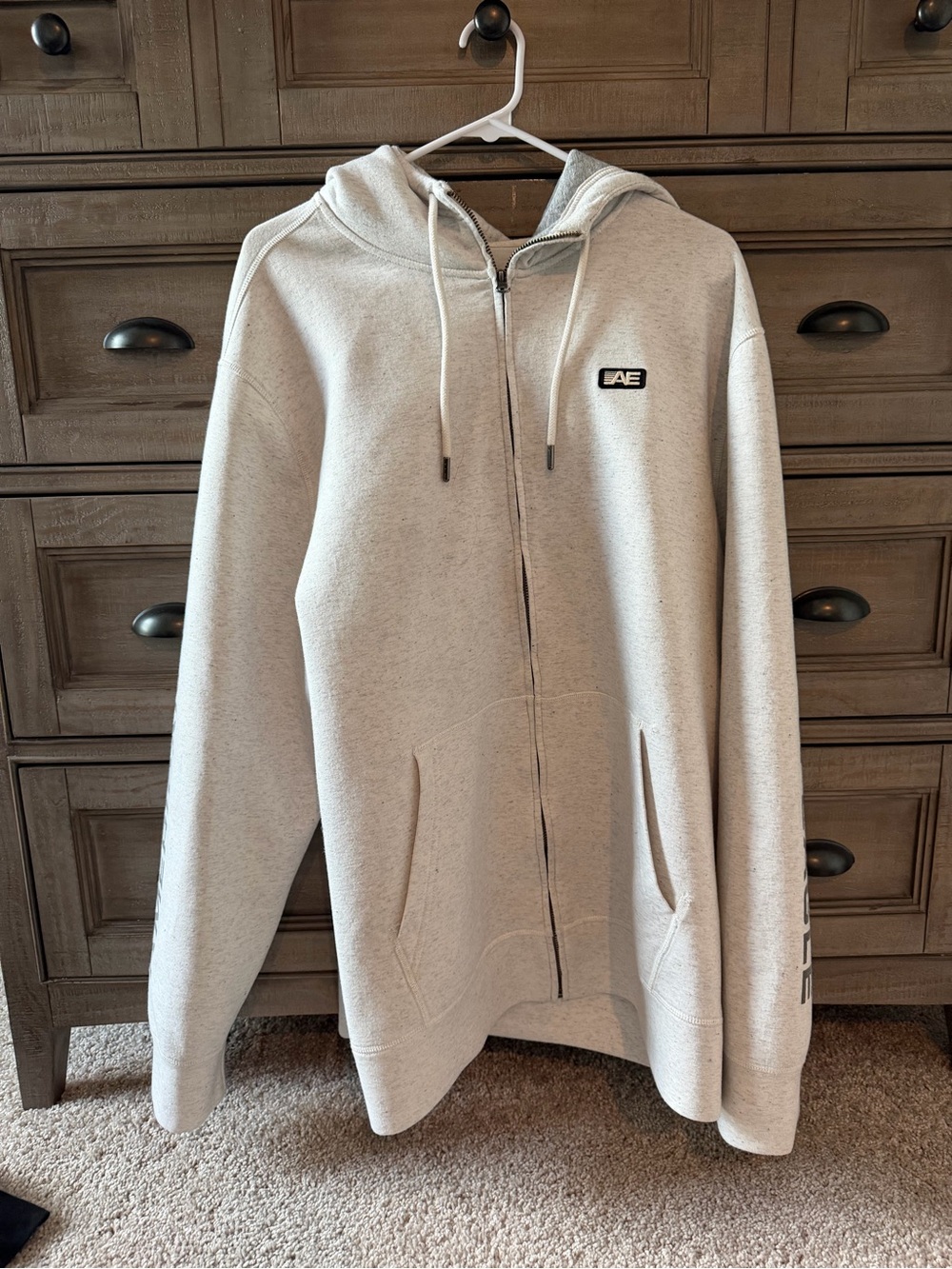American Eagle Outfitters Light Gray Full-Zip Hoodie